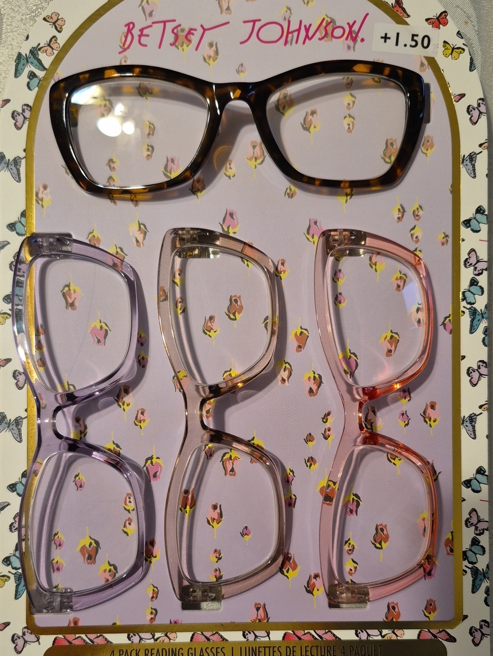 BETSEY JOHNSON Reading Glasses +1.50 Set Of 4 NEW